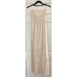 Monteau Cream Lace Strapless Maxi